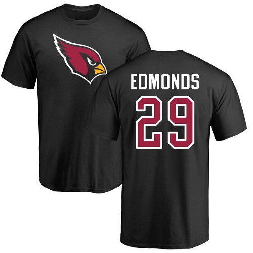 Arizona Cardinals Men Black Chase Edmonds Name And Number Logo NFL Football #29 T Shirt
